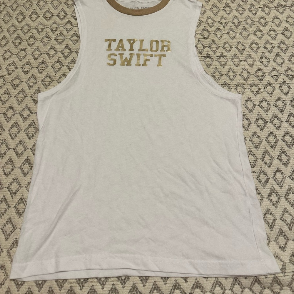 Taylor Swift White and Gold Tank Top